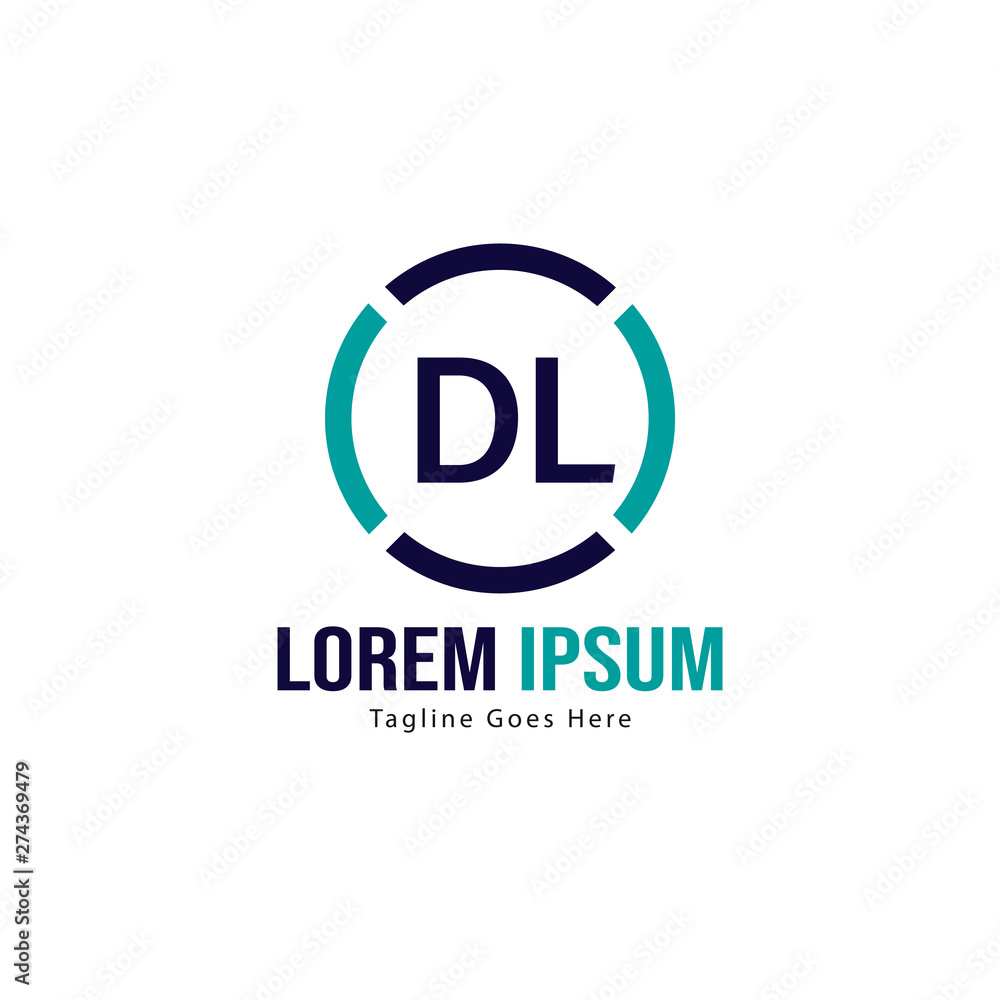 Initial DL logo template with modern frame. Minimalist DL letter logo vector illustration