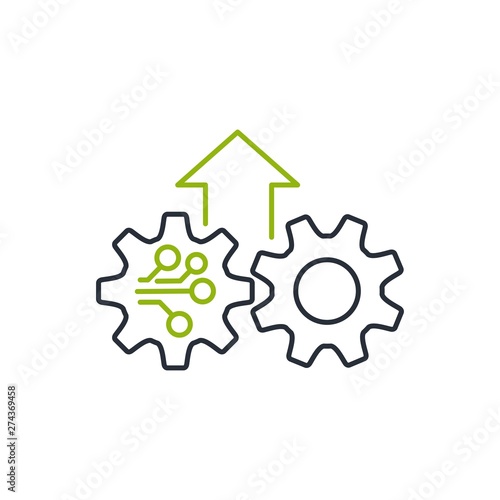 Productivity growth, modernization. Vector linear icon, white background.