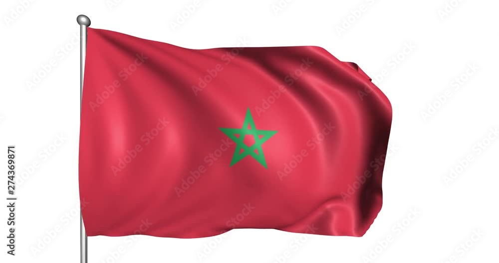 Flag of Morocco with fabric structure in the wind (alpha channel, loopable) Flag of Morocco with fabric structure in the wind (alpha channel, loopable)