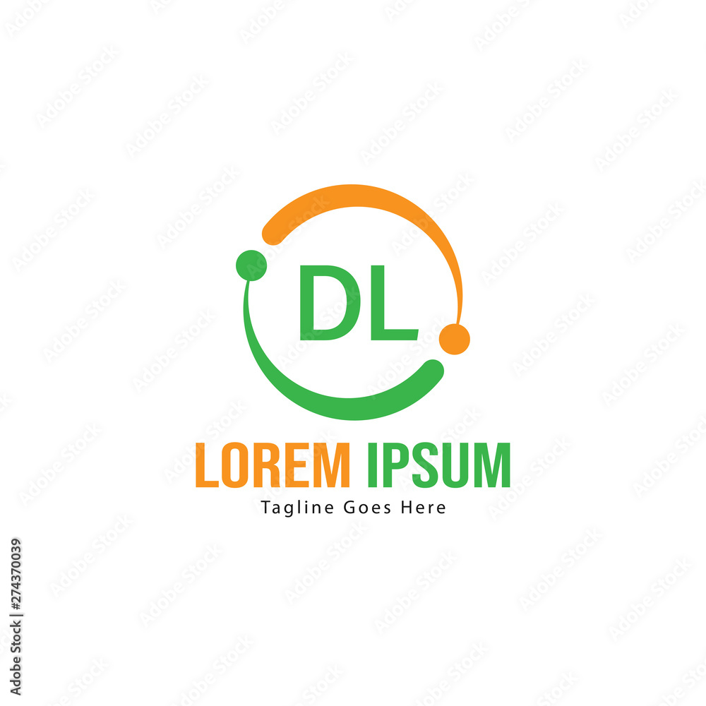 Initial DL logo template with modern frame. Minimalist DL letter logo vector illustration