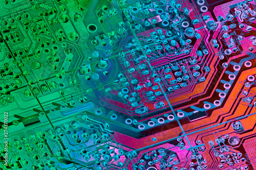 Microcircuit Motherboard Multicolored Background