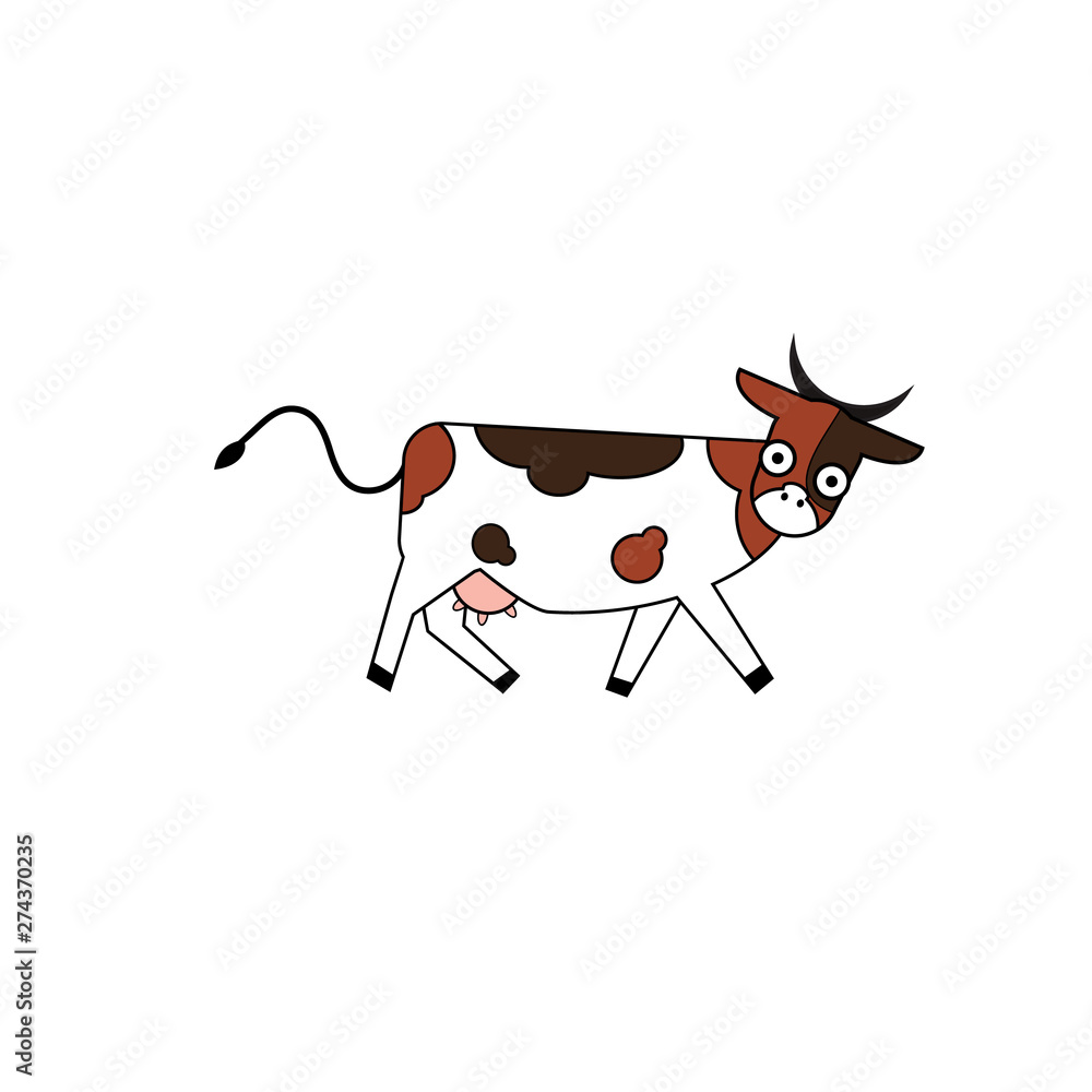 Cute cartoon cow funny illustration, isolated on white background. Cute cartoon cow funny illustration, isolated on white background.
