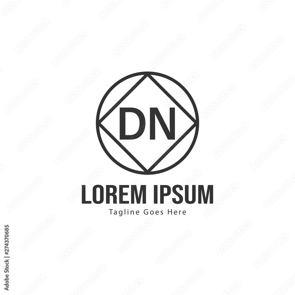 Initial DN logo template with modern frame. Minimalist DN letter logo vector illustration Initial DN logo template with modern frame. Minimalist DN letter logo vector illustration