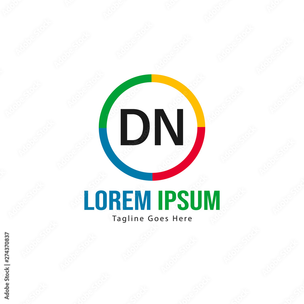 Initial DN logo template with modern frame. Minimalist DN letter logo vector illustration