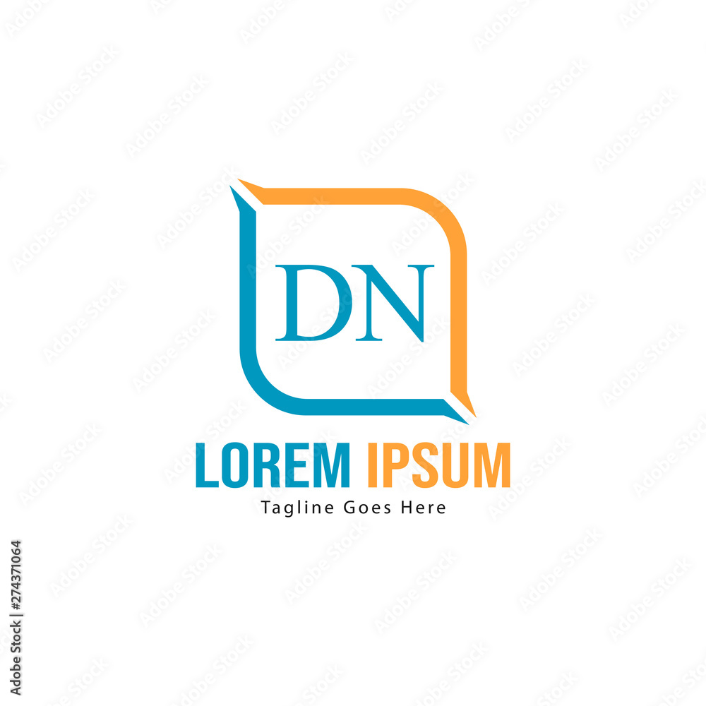 Initial DN logo template with modern frame. Minimalist DN letter logo vector illustration Initial DN logo template with modern frame. Minimalist DN letter logo vector illustration
