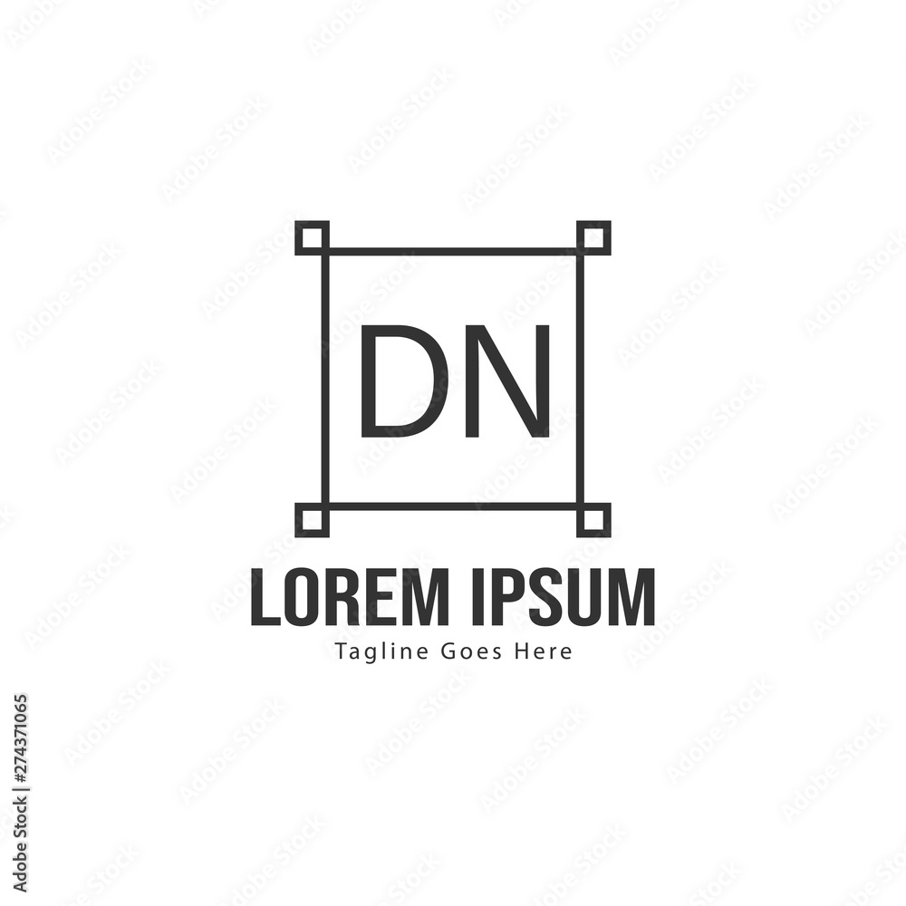 Fototapeta premium Initial DN logo template with modern frame. Minimalist DN letter logo vector illustration