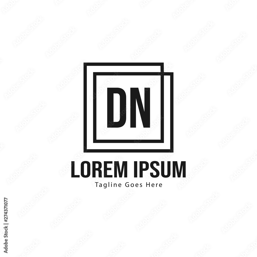 Initial DN logo template with modern frame. Minimalist DN letter logo vector illustration