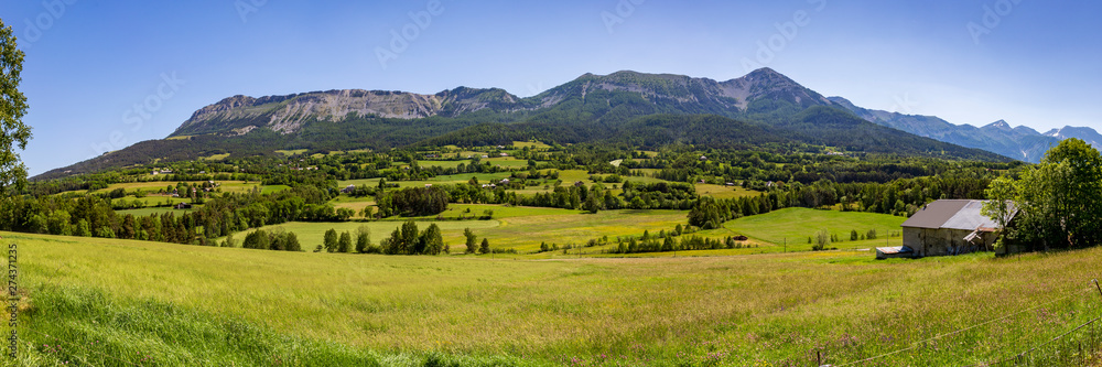 Panoramic view of mountains at Seyne les Alpes near Digne in Provence France.