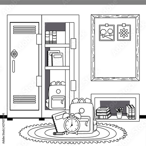School locker and supplies design