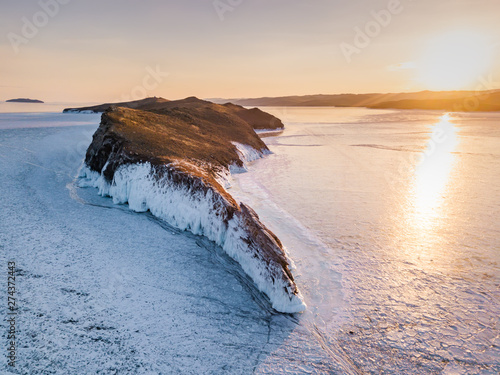 Ice patterns on Lake Baikal. Siberia, Russia photo