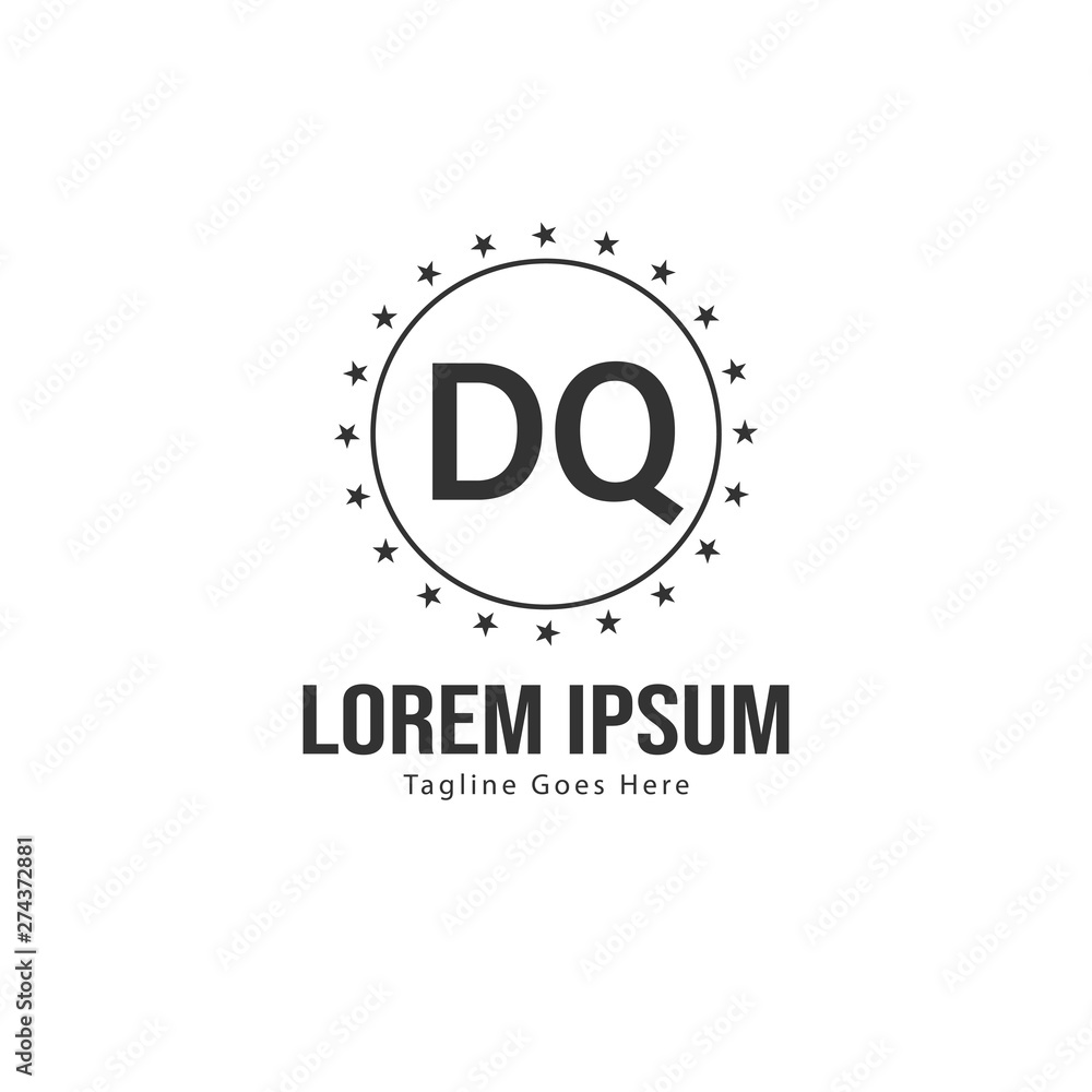 Obraz premium Initial DQ logo template with modern frame. Minimalist DQ letter logo vector illustration