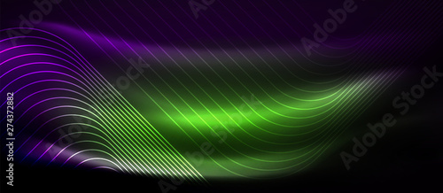 Glowing shiny neon squares abstract background, techno modern template