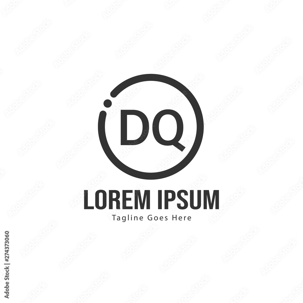 Obraz premium Initial DQ logo template with modern frame. Minimalist DQ letter logo vector illustration