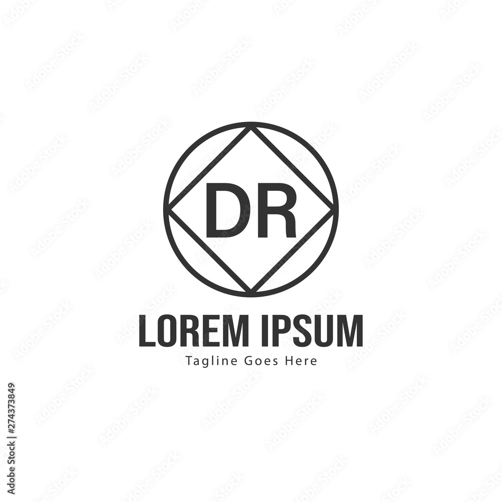Initial DR logo template with modern frame. Minimalist DR letter logo vector illustration Initial DR logo template with modern frame. Minimalist DR letter logo vector illustration