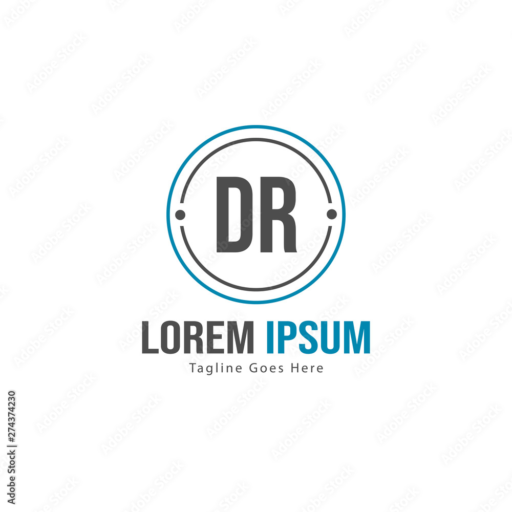 Initial DR logo template with modern frame. Minimalist DR letter logo vector illustration Initial DR logo template with modern frame. Minimalist DR letter logo vector illustration
