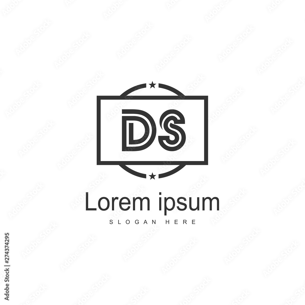 Initial DS logo template with modern frame. Minimalist DS letter logo vector illustration