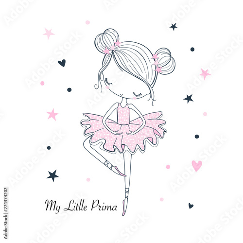 Dekoracja na wymiar  little-dancing-ballerina-childish-vector-graphic-doodle-illustration