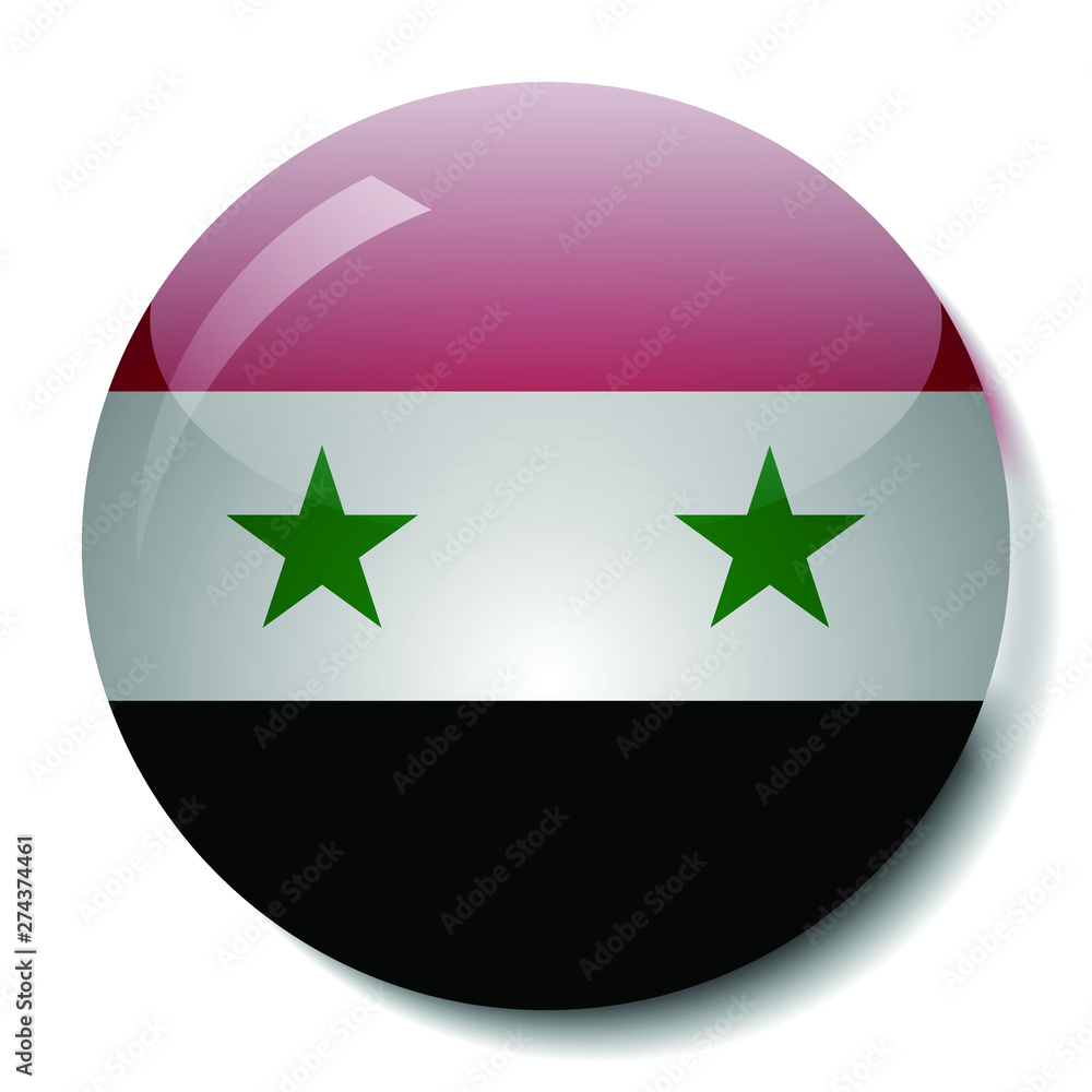 Syrian flag glass button vector illustration Syrian flag glass button vector illustration