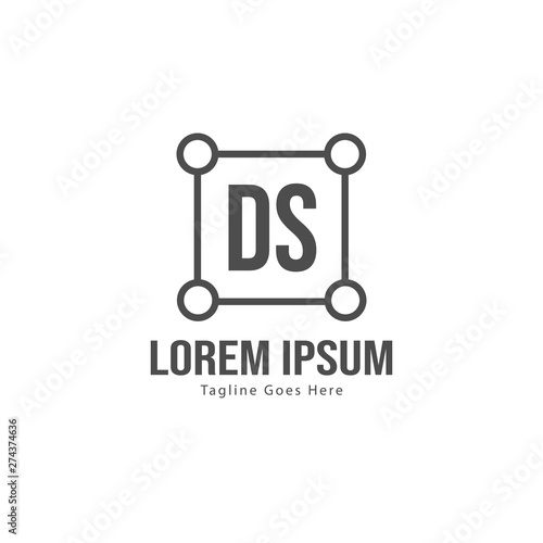 Initial DS logo template with modern frame. Minimalist DS letter logo vector illustration