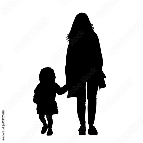 Mother with daughter silhouettes