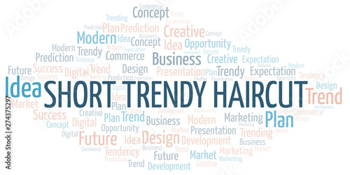 Short Trendy Haircut word cloud. Wordcloud made with text only.