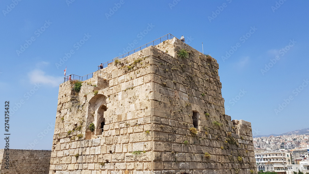View of the keep of Byblos Castle. Byblos, Lebanon - June, 2019