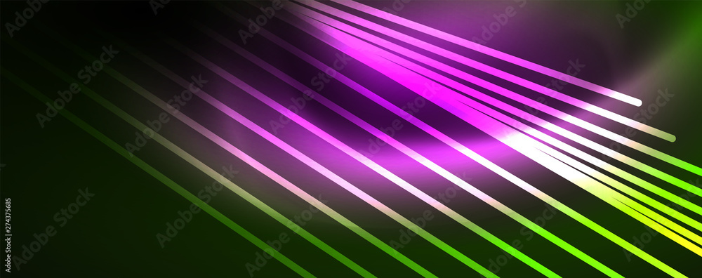 Vector neon light lines concept, abstract background