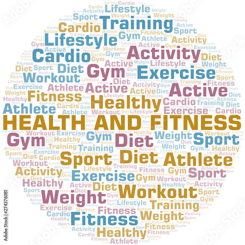 Health And Fitness word cloud. Wordcloud made with text only.