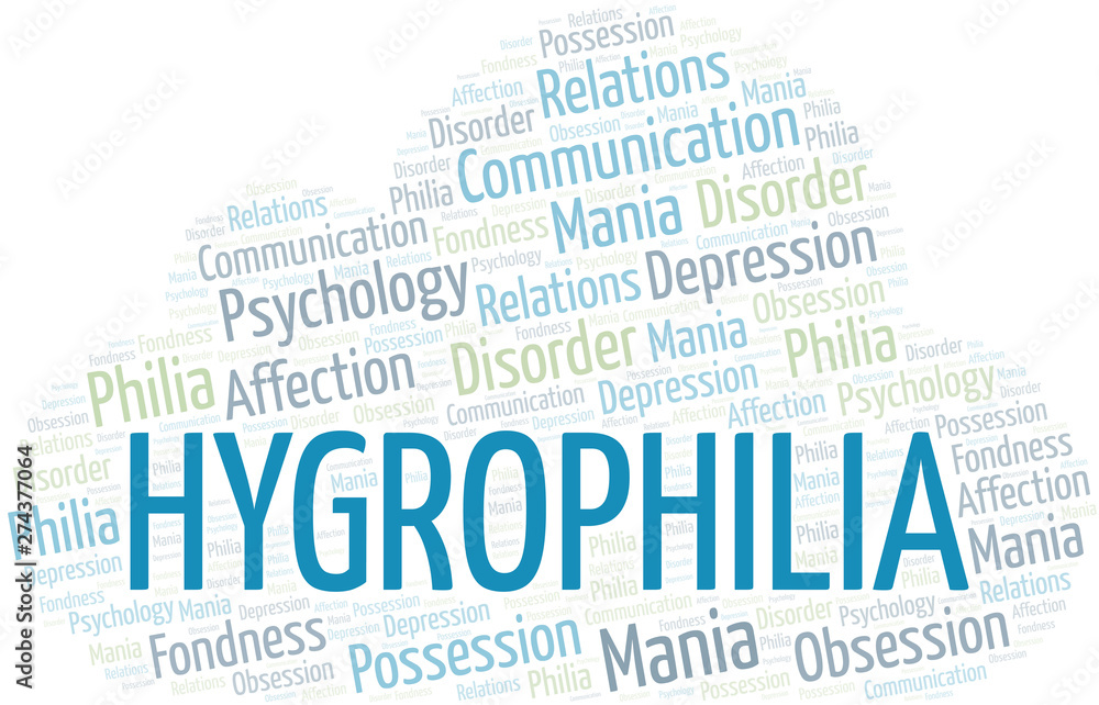 Obraz premium Hygrophilia word cloud. Type of Philia.