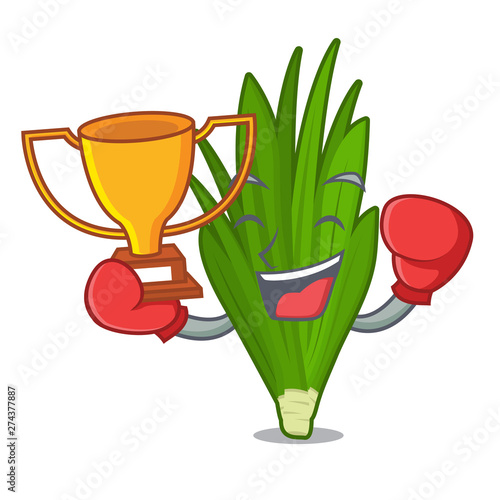 Boxing winner pandan leaves in the basket cahracter