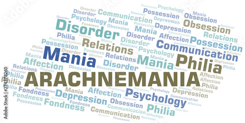 Arachnemania word cloud. Type of mania, made with text only.