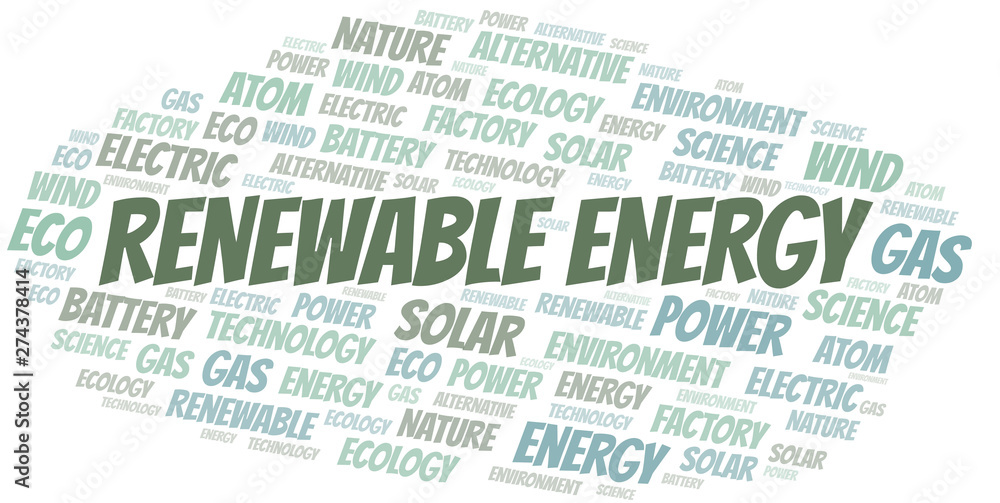Renewable Energy word cloud. Wordcloud made with text only.