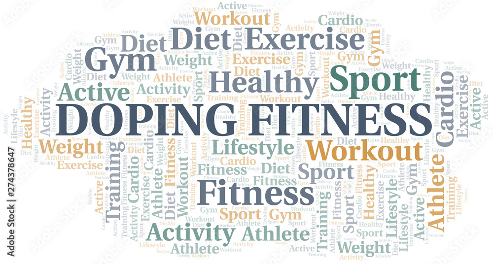 Doping Fitness word cloud. Wordcloud made with text only.