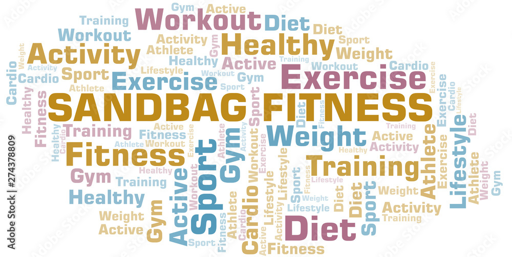 Sandbag Fitness word cloud. Wordcloud made with text only.
