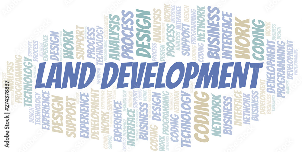 Fototapeta premium Land Development word cloud. Wordcloud made with text only.