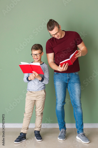 Portrait of father and son ...