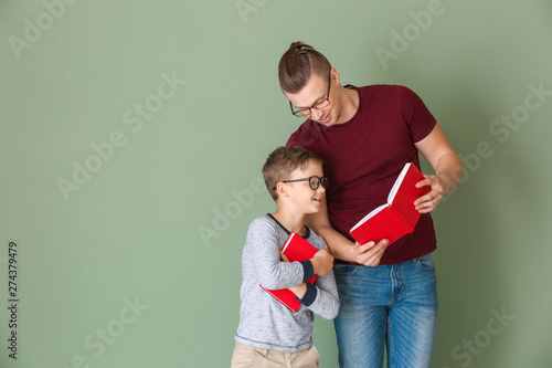 Portrait of father and son ...