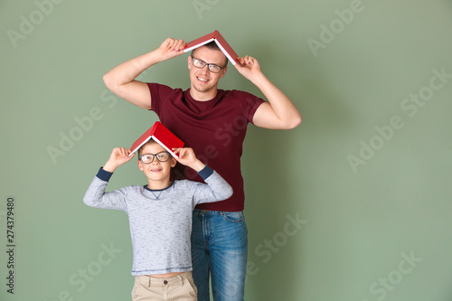Portrait of father and son ...