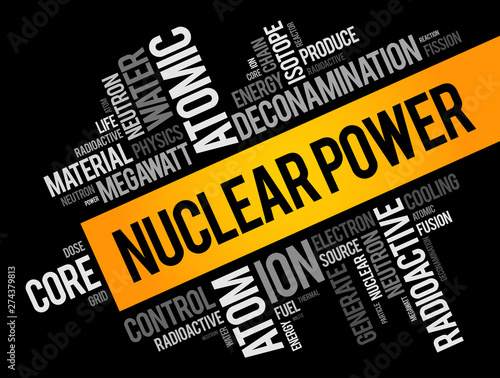 Nuclear Power word cloud collage, concept background
