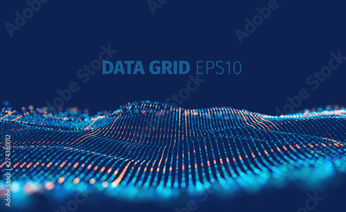 Data grid vector abstract background. Binary code structure. Bigdata cell