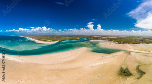 Принти на полотні Drone view of Elliott Heads Beach and River, Queensland, Australia