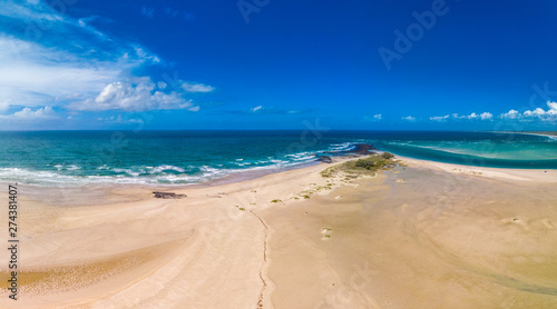 Drone view of Elliott Heads Beach and River, Queensland, Australia
