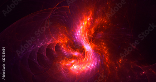 3D rendering abstract red fractal light background