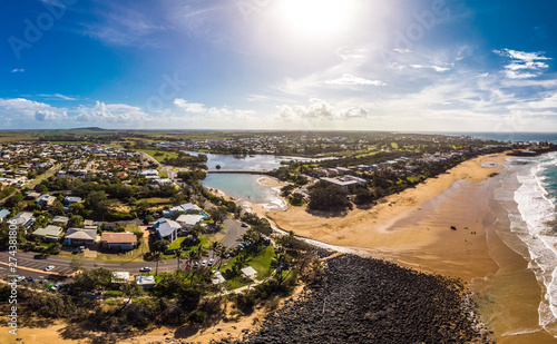 Aerial drone view of Bargara beach and surroundings, Queensland, Australia photo