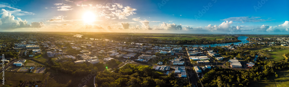 Aerial drone view of Bundaberg, Queensland, Australia