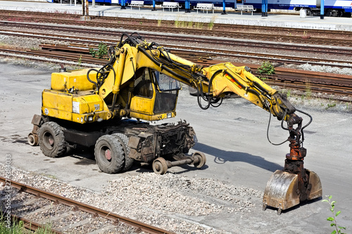 Yellow Excavator loader on a building site