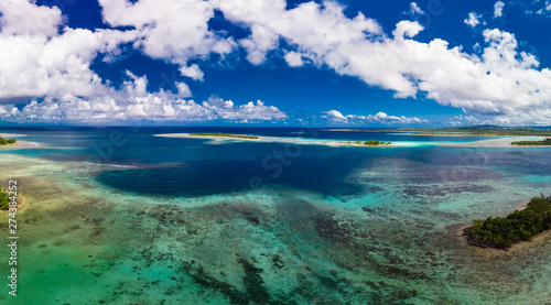 Fototapeta Naklejka Na Ścianę i Meble -  Drone view of small islands and lagoons, Efate Island, Vanuatu, near Port Vila
