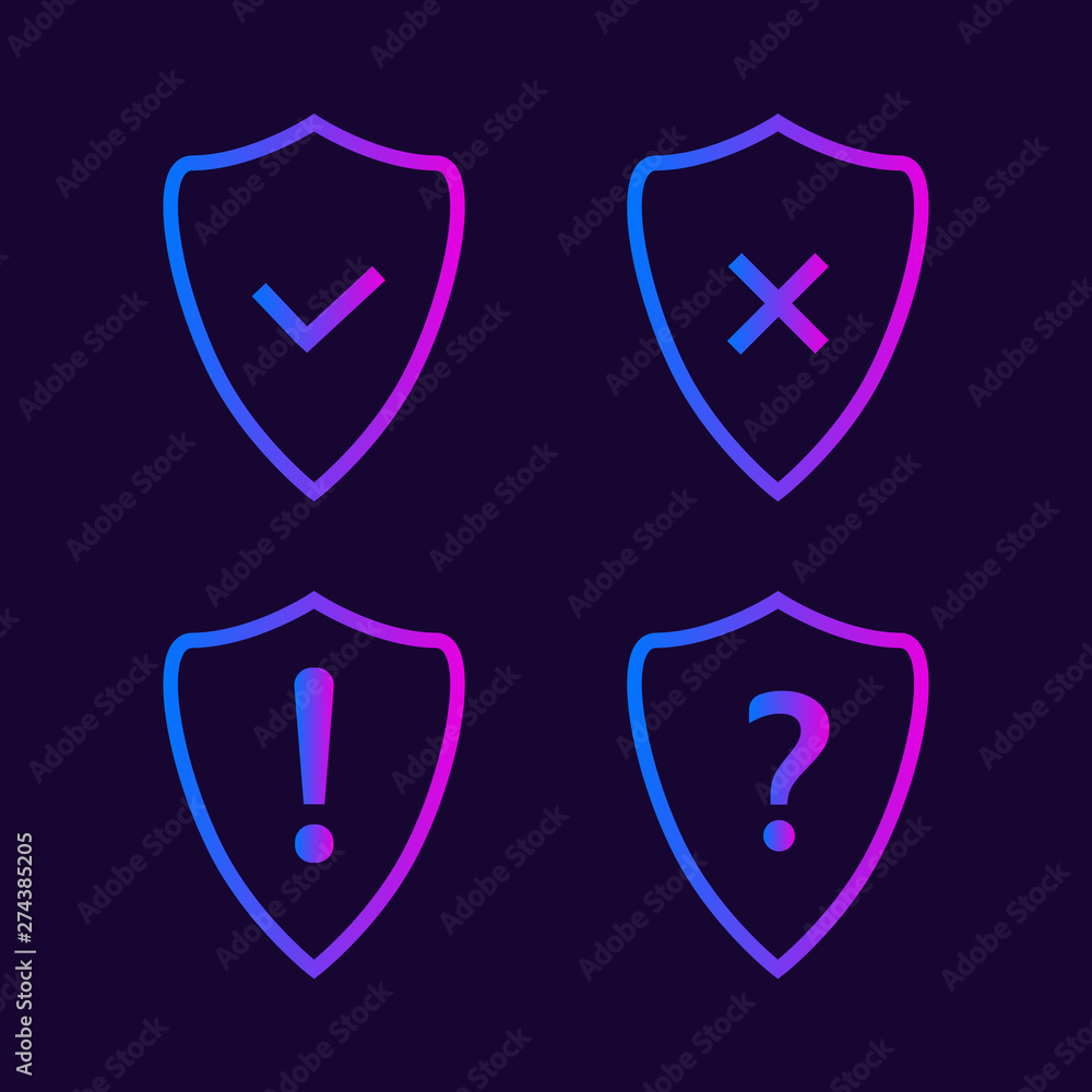 Set of shields on dark background Set of shields on dark background