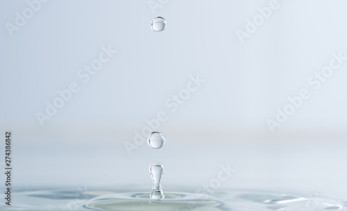 Splash from a drop of water on a light background macro