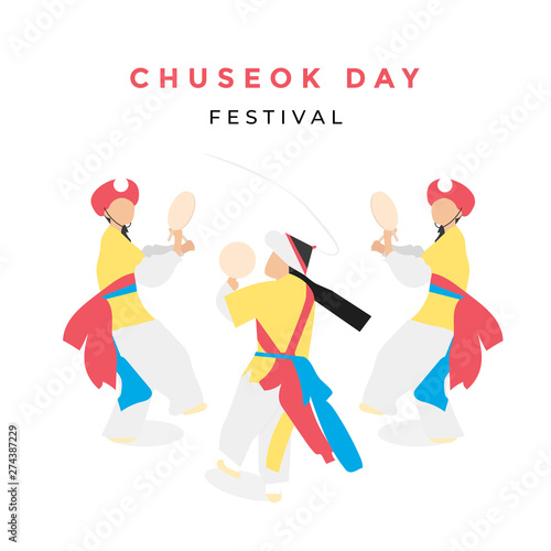 korean traditional dance with chuseok festival